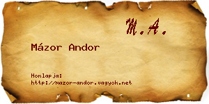 Mázor Andor névjegykártya
